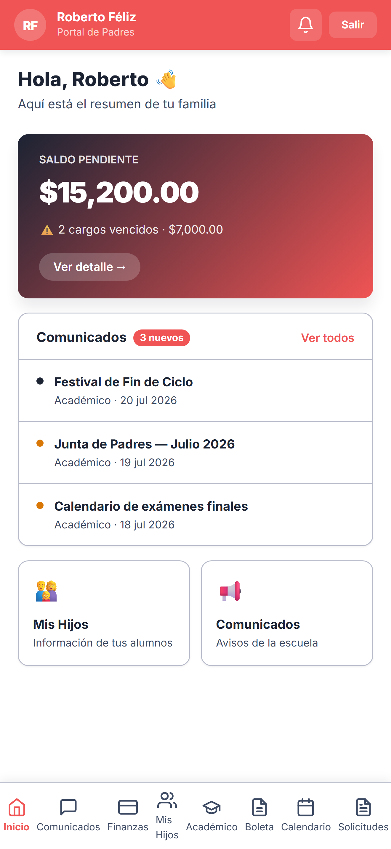 Portal padres EduCore
